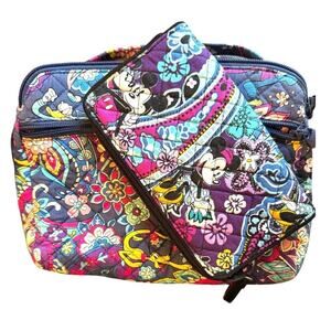 Vera Bradley Disney Mickey Minnie Paisley Crossbody Wristlet Set Quilted Floral